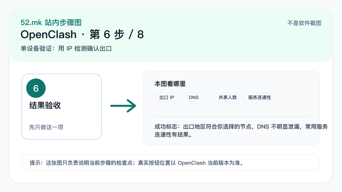 OpenClash IP 检测验收示意图